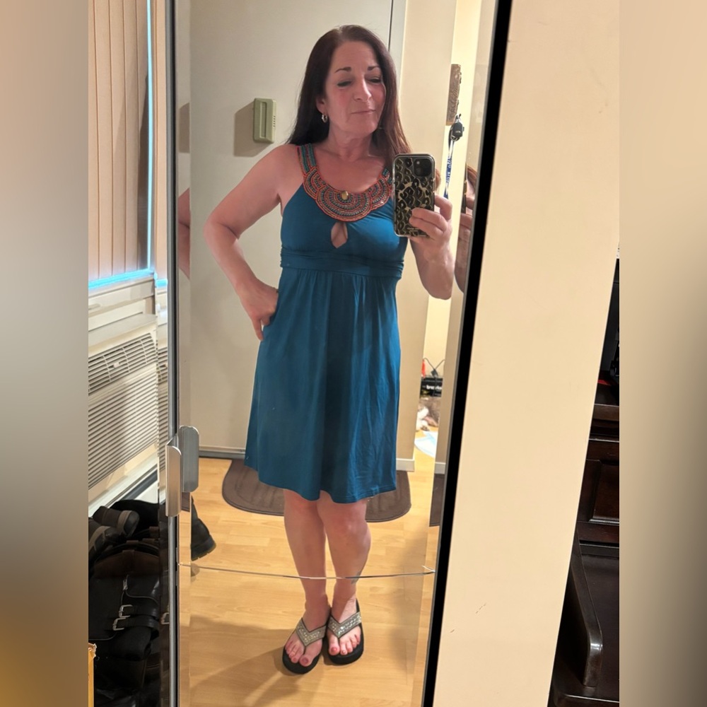 Vintage Candies Teal Beaded Dress EC